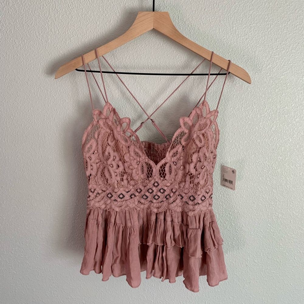 NWT FREE PEOPLE WOMEN'S ADELLA CAMI MAUVE/DUSTY PINK